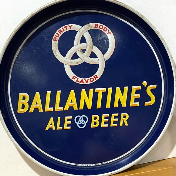 Vintage Ballantine's Ale & Beer Metal Advertising Waitress Beer Serving Tray - Picture 4 of 4